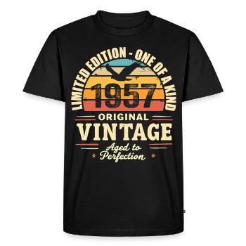 Cadeau Anniversaire 1957 Millésime 1957 Rétro 1957 - T-shirt Premium bio Homme - noir - Devant - Nico (187cm)