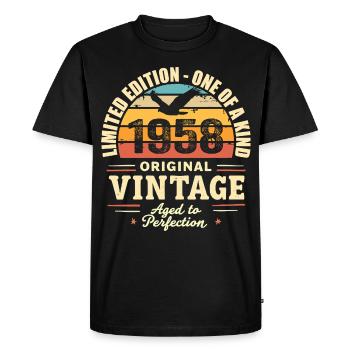 Cadeau Anniversaire 1958 Millésime 1958 Rétro 1958 - T-shirt Premium bio Homme - noir - Devant - Nico (187cm)
