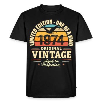 Cadeau Anniversaire 1974 Millésime 1974 Rétro 1974 - T-shirt Premium bio Homme - noir - Devant - Nico (187cm)