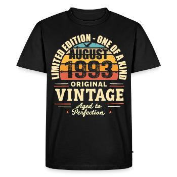 Août 1993 Anniversaire Août 1993 - August 1993 - T-shirt Premium bio Homme - noir - Devant - Nico (187cm)