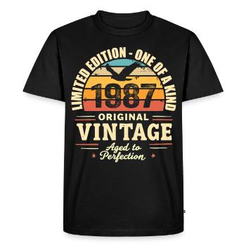 Birthday Gift 1987 Vintage 1987 Retro 1987 - Men's Premium Organic T-Shirt - black - Front - Nico (187cm)