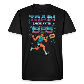 Entraînez-vous comme en 1985 - T-shirt Premium bio Homme - noir - Devant - Nico (187cm)