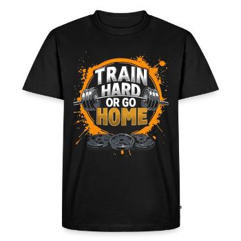 Entraînez-vous dur ou rentrez à la maison, salle de sport - T-shirt Premium bio Homme - noir - Devant - Nico (187cm)