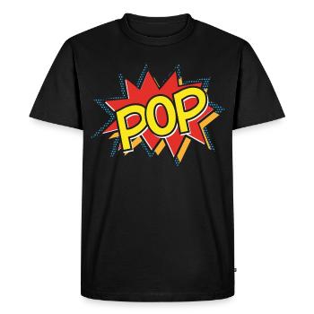 POP - Comic Strip Action Bubble - Pop Art - Yellow - Men's Premium Organic T-Shirt - black - Front - Nico (187cm)