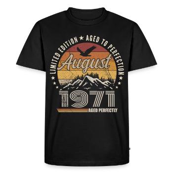 Août 1971 Retro Anniversaire août 1971 August 1971 - T-shirt Premium bio Homme - noir - Devant - Nico (187cm)