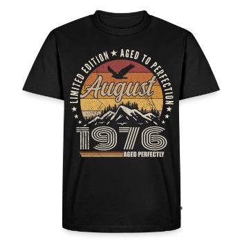 Août 1976 Retro Anniversaire août 1976 August 1976 - T-shirt Premium bio Homme - noir - Devant - Nico (187cm)