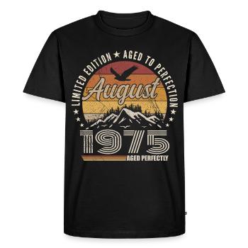 Août 1975 Retro Anniversaire août 1975 August 1975 - T-shirt Premium bio Homme - noir - Devant - Nico (187cm)