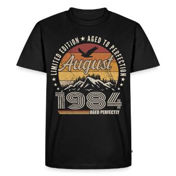 Août 1984 Retro Anniversaire août 1984 August 1984 - T-shirt Premium bio Homme - noir - Devant - Nico (187cm)