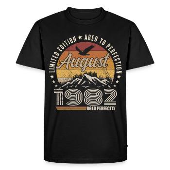 Août 1982 Retro Anniversaire août 1982 August 1982 - T-shirt Premium bio Homme - noir - Devant - Nico (187cm)
