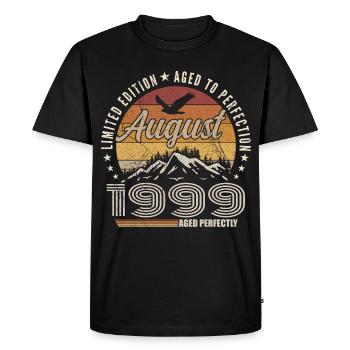 Août 1999 Retro Anniversaire août 1999 August 1999 - T-shirt Premium bio Homme - noir - Devant - Nico (187cm)