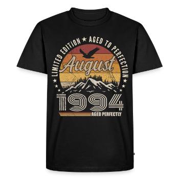 Août 1994 Retro Anniversaire août 1994 August 1994 - T-shirt Premium bio Homme - noir - Devant - Nico (187cm)