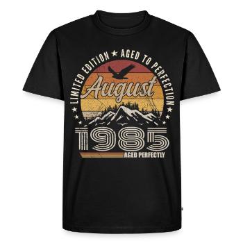 Août 1985 Retro Anniversaire août 1985 August 1985 - T-shirt Premium bio Homme - noir - Devant - Nico (187cm)
