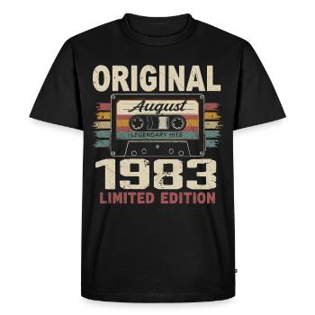 Août 1983 August 1983 Cadeau Août 1983 August 1983 - T-shirt Premium bio Homme - noir - Devant - Nico (187cm)