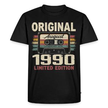 Août 1990 August 1990 Cadeau Août 1990 August 1990 - T-shirt Premium bio Homme - noir - Devant - Nico (187cm)