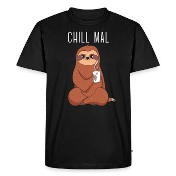 Sloth - Chill times - Men's Premium Organic T-Shirt - black - Front - Nico (187cm)