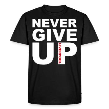 Never Give Up Liverpool - Football, Ballsport, Ball - T-shirt Premium bio Homme - noir - Devant - Nico (187cm)