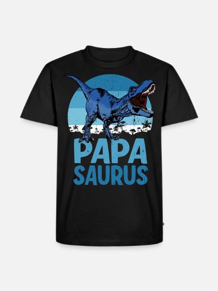 Papa Saurus Dadsaurus Dinosaur Family - Men's Premium Organic T-Shirt - black