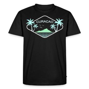 Curacao Caribbean Island Palm Beach Vacation Souvenir - Men's Premium Organic T-Shirt - black - Front - Nico (187cm)