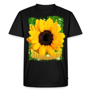 soleil tournesol fleur prairie - T-shirt Premium bio Homme - noir - Devant - Nico (187cm)