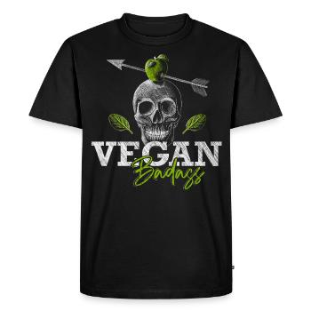 Vegan Badass - Vegan Skull - Veggie Gangster - Men's Premium Organic T-Shirt - black - Front - Nico (187cm)