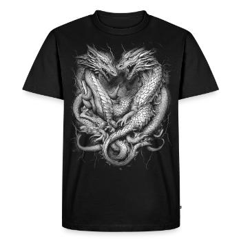 TRIBAL DRAGON GOTHIQUE TATOUAGE TATTOO METAL - T-shirt Premium bio Homme - noir - Devant - Nico (187cm)