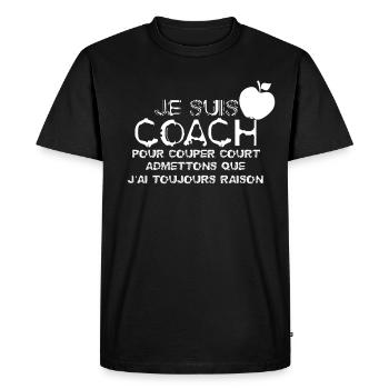Je suis Coach - T-shirt Premium bio Homme - noir - Devant - Nico (187cm)