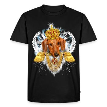 Teckel roi / teckel roi / Chien avec une couronne - T-shirt Premium bio Homme - noir - Devant - Nico (187cm)
