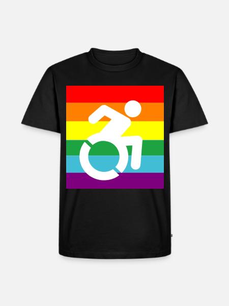 Behinderte, Schwule, Rollstuhl, Pride, LGBTQ # - Männer Premium Bio T-Shirt - Schwarz