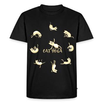 Chat yoga chat mignon namaste méditation lotus - T-shirt Premium bio Homme - noir - Devant - Nico (187cm)