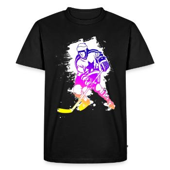 hockey rainbow spatter hockey player tor cool - Men's Premium Organic T-Shirt - black - Front - Nico (187cm)