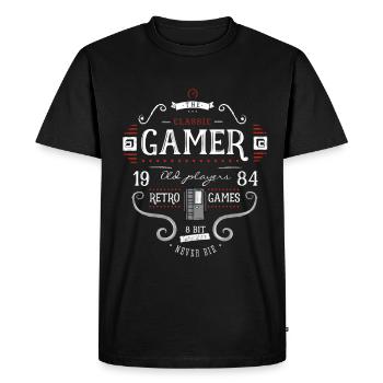 jeu rétro geek ballot, il joue en 1984 console 8bit lol - T-shirt Premium bio Homme - noir - Devant - Nico (187cm)
