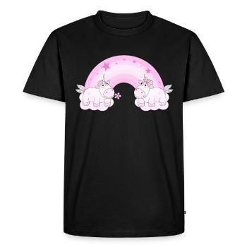 Licornes sur les nuages enamoured l'arc en ciel - T-shirt Premium bio Homme - noir - Devant - Nico (187cm)