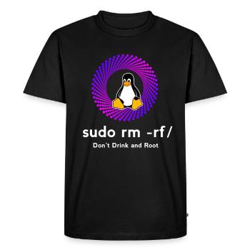 Ordinateur Sys admin Penguin Nerd pc sudo rm -rf cod - T-shirt Premium bio Homme - noir - Devant - Nico (187cm)