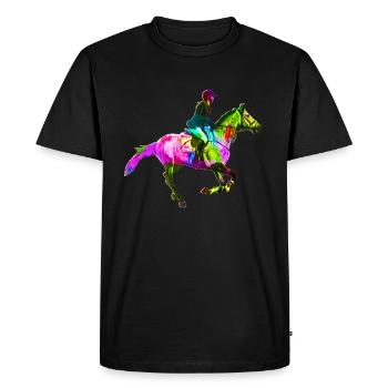 Cavalière colorée - T-shirt Premium bio Homme - noir - Devant - Nico (187cm)