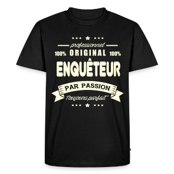 Enquêteur Original - T-shirt Premium bio Homme - noir - Devant - Nico (187cm)