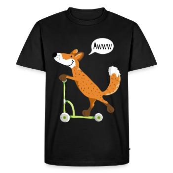 renard rusé peu avec son scooter vert - T-shirt Premium bio Homme - noir - Devant - Nico (187cm)