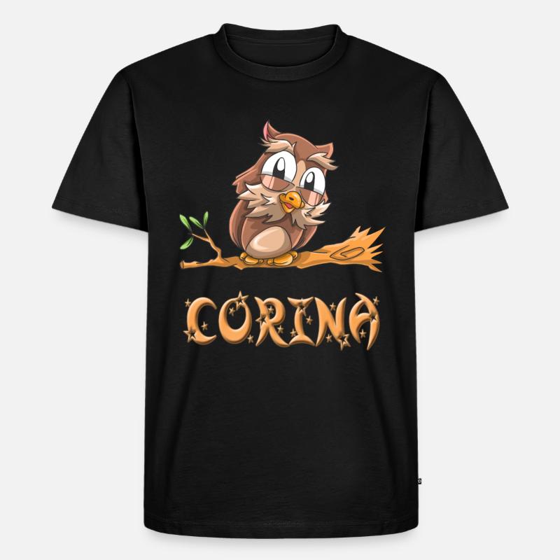 Eule Corina - Männer Premium Bio T-Shirt - Schwarz