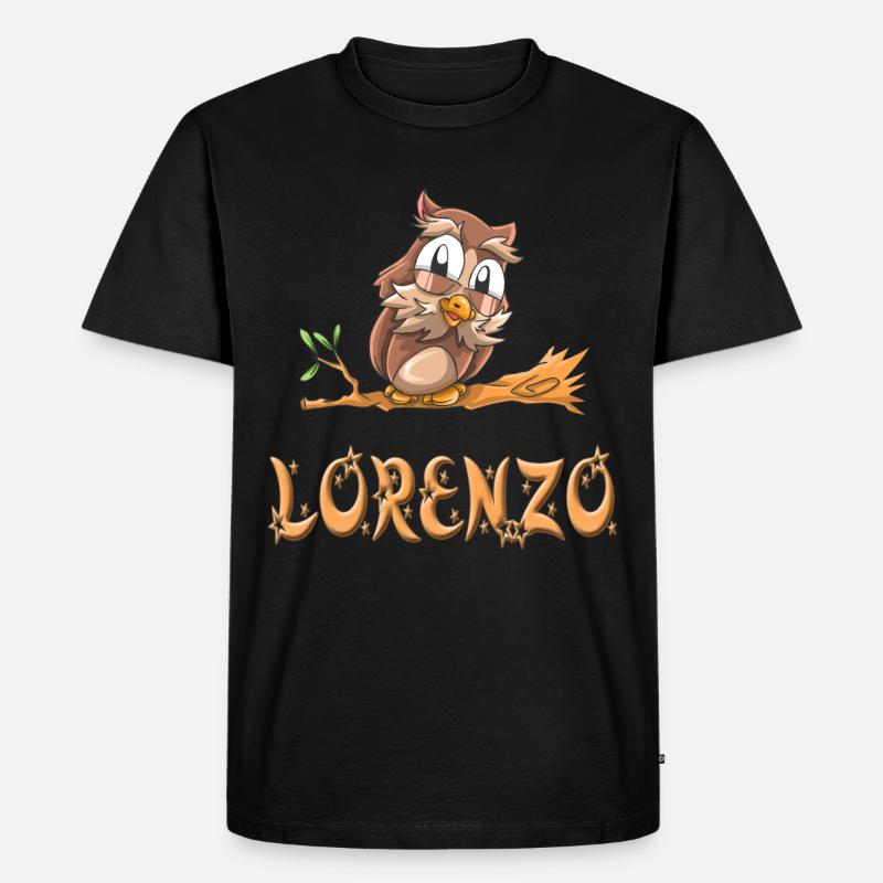 Eule Lorenzo - Männer Premium Bio T-Shirt - Schwarz