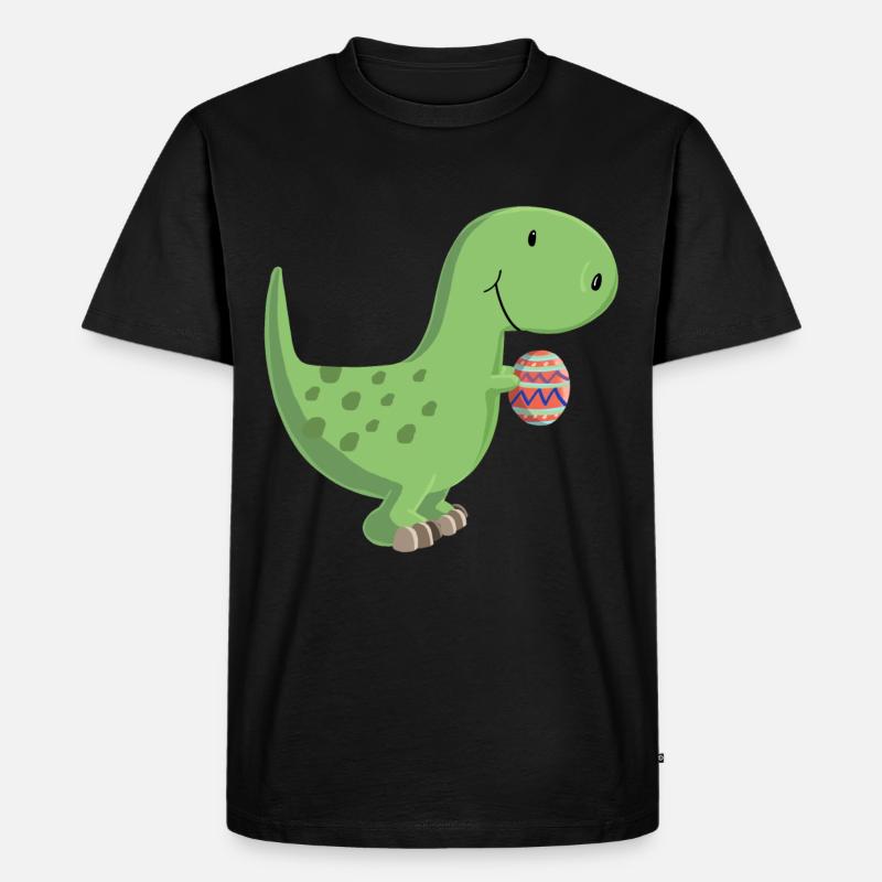 Dino mit Ei - Männer Premium Bio T-Shirt - Schwarz