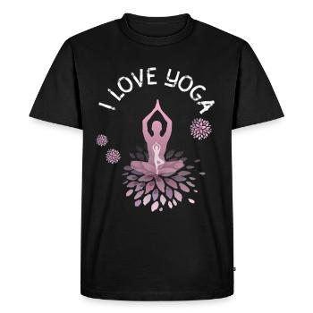 Yoga om spiritual buddha namaste woman course sport - Men's Premium Organic T-Shirt - black - Front - Nico (187cm)