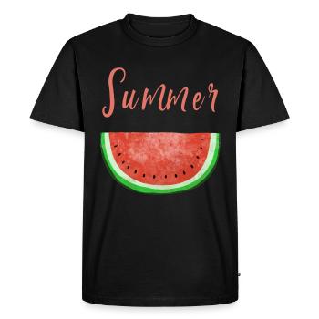Summertime Melon d'eau - Melon - été - T-shirt Premium bio Homme - noir - Devant - Nico (187cm)