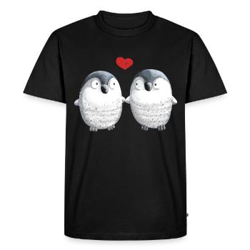 Penguins in Love - Penguin - Bird - Love - Heart - Men's Premium Organic T-Shirt - black - Front - Nico (187cm)
