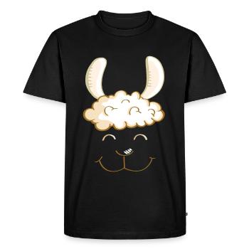 Funny Lama Face - Tête - Llamas - Cadeau - T-shirt Premium bio Homme - noir - Devant - Nico (187cm)
