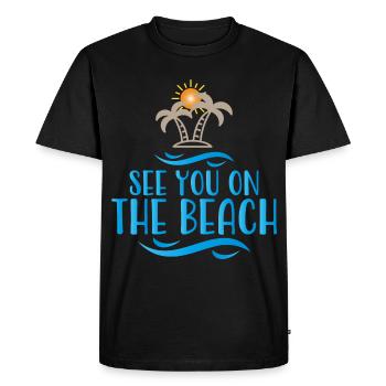plage - T-shirt Premium bio Homme - noir - Devant - Nico (187cm)