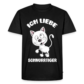J'adore les moustaches - les chats - les chats - les tigres - T-shirt Premium bio Homme - noir - Devant - Nico (187cm)