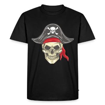 tête de pirate crâne de pirate avec chapeau Bandana - T-shirt Premium bio Homme - noir - Devant - Nico (187cm)