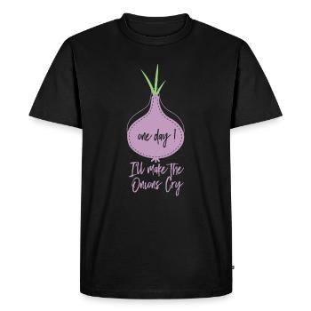 Oignon Sort One Day I’ll Make The Onions Cry - T-shirt Premium bio Homme - noir - Devant - Nico (187cm)