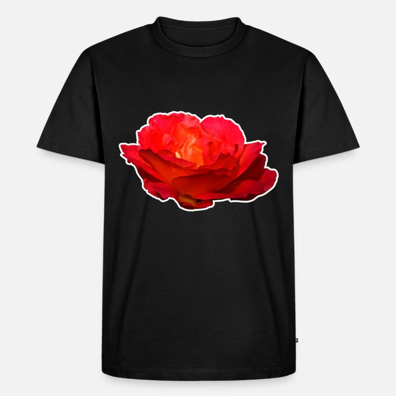 Rote Rose Blume Blüte Geschenk - Männer Premium Bio T-Shirt - Schwarz