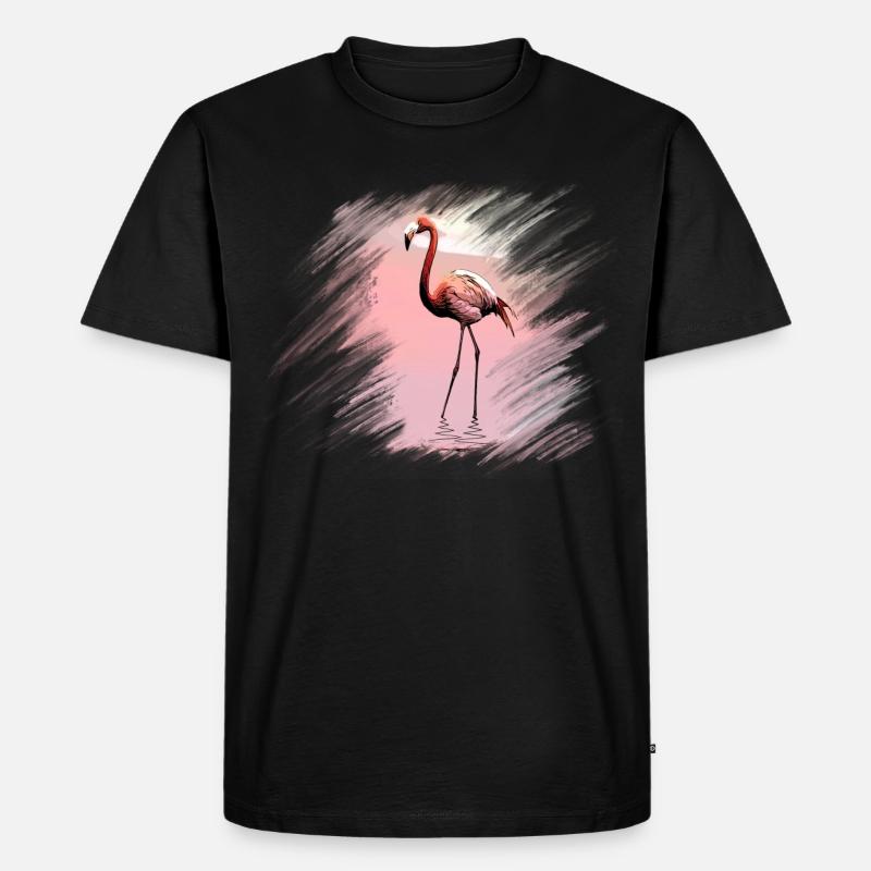 Flamingo - Männer Premium Bio T-Shirt - Schwarz