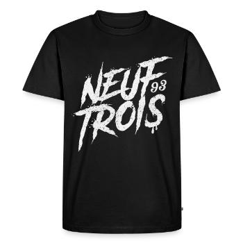 Neuf Trois | 93 | Saint Denis | france - Men's Premium Organic T-Shirt - black - Front - Nico (187cm)
